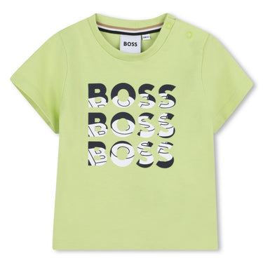 BOSS Playera para bebe color lima logos al frente